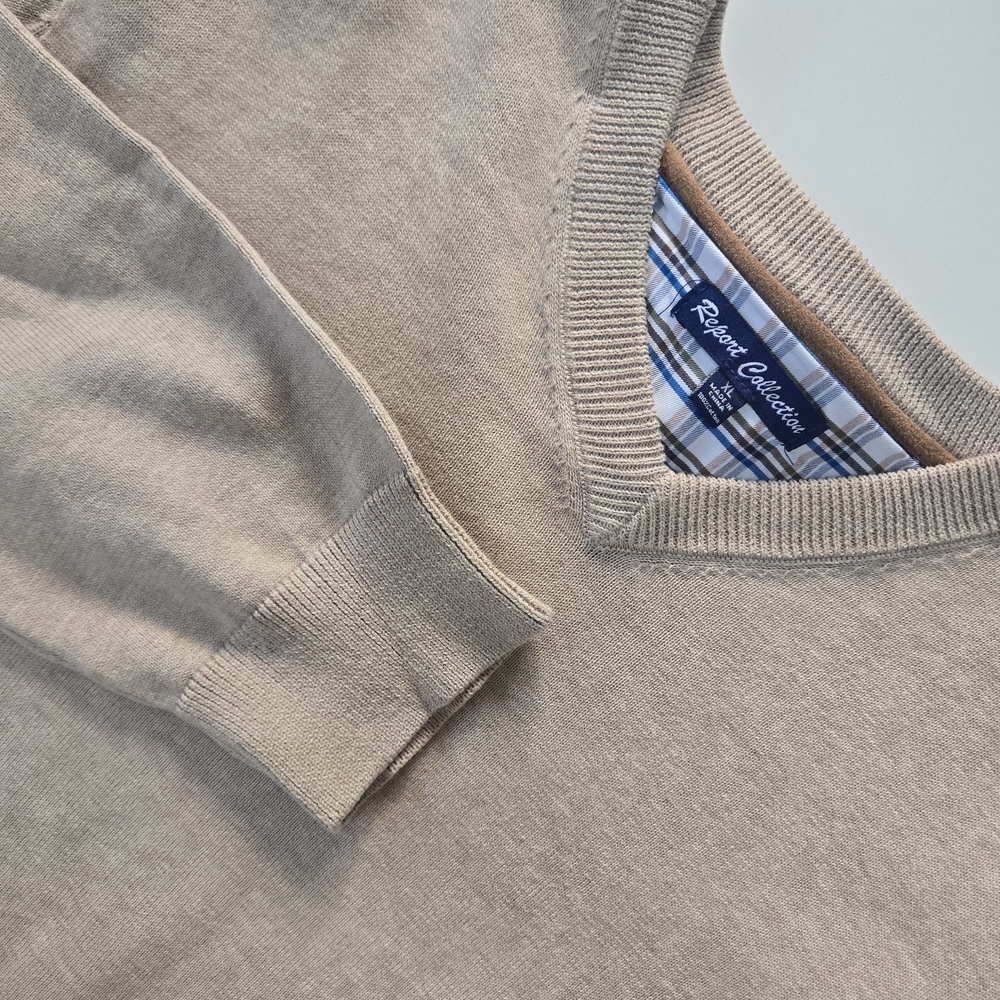 Report Collection Sweater Men's Extra Large V‎ Neck 100% Cotton Knit